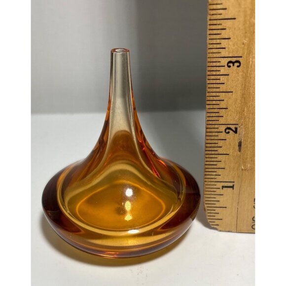Bud Vase Japanese Ikebana Kado Amber Blown Glass MCM Vintage 3" - Picture 6 of 6
